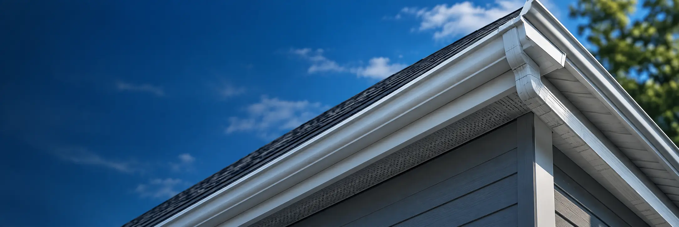 A closeup of house gutters.